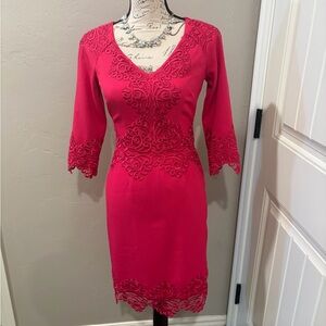 ANTONIO MELANI Fuchsia Embroidered Mini Dress